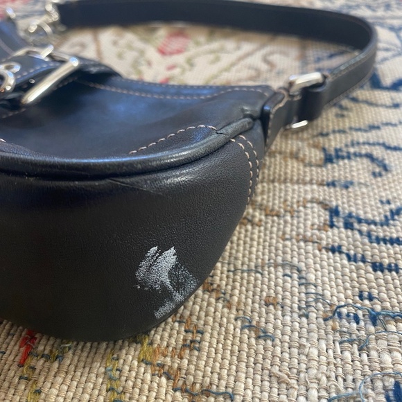 Vintage Y2K Coach Hamptons 7542 Demi-Bag Black Leather Shoulder Wristlet Barbie - Picture 7 of 12